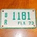 Vintage 1973 Florida Motorcycle License Plate...1181.