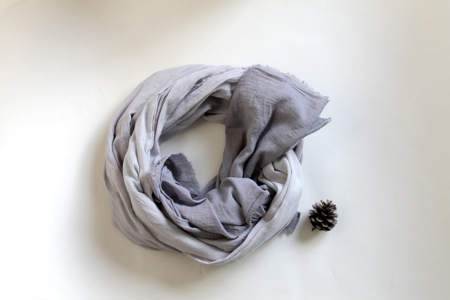 Hand dyed cotton scarf, gray ombre, shawl, wrap