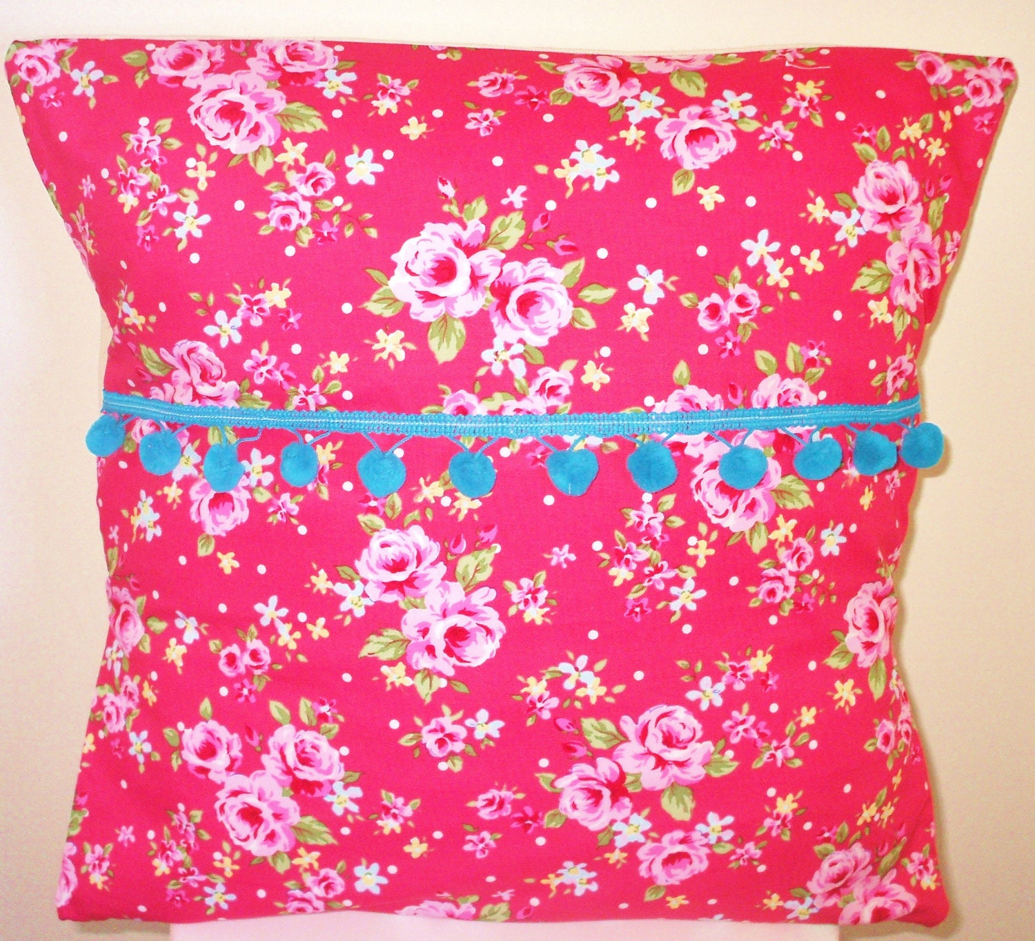 Shabby chic spray flower pillow cushion in red