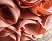 Cream Orange Fabric Rose Bouquet
