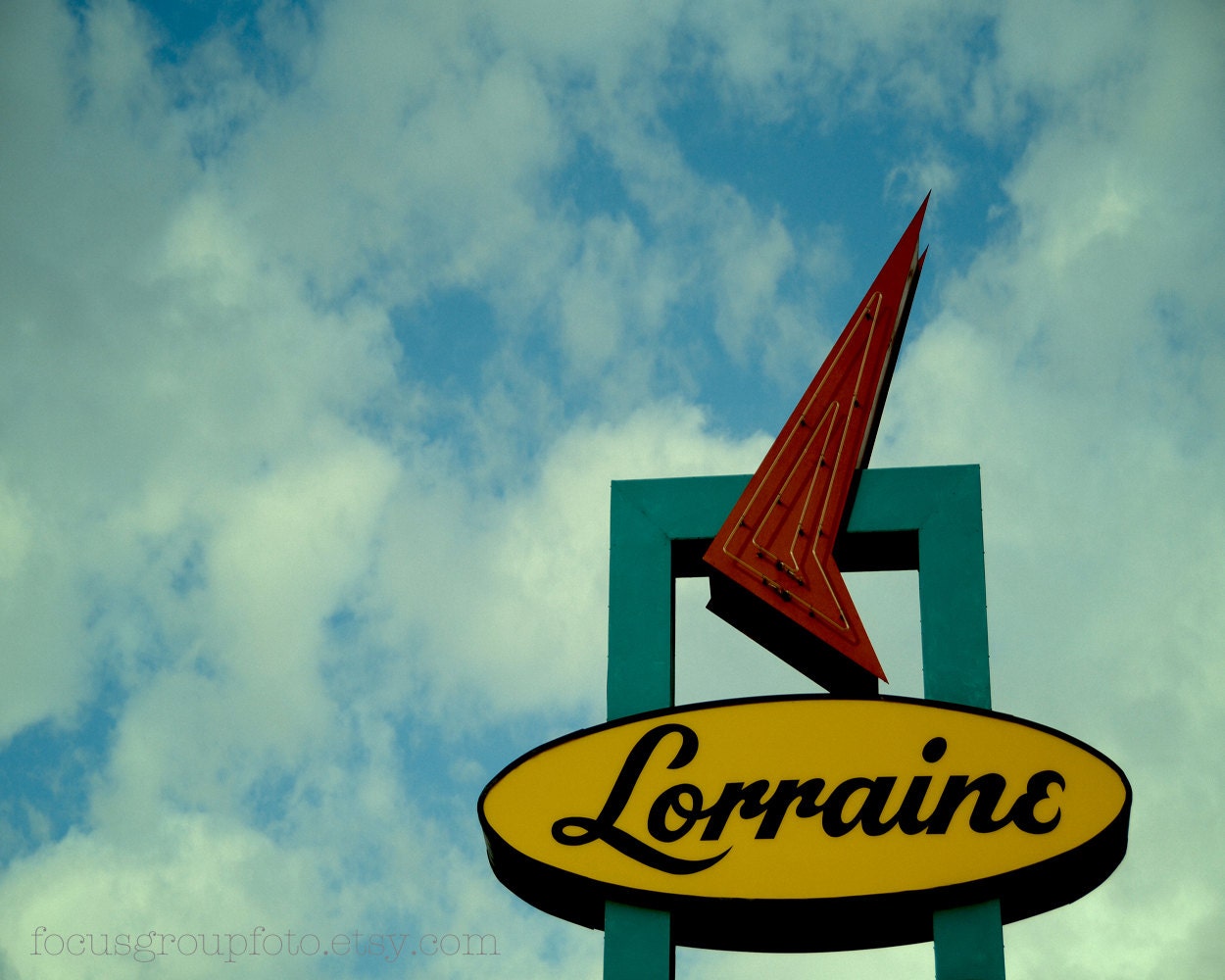 Mid Century Yellow Geometric Sign Photograph Lorraine Motel Memphis Tennessee Vintage Retro Home Decor by Tabora