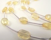 Citrine Beads, Hand-cut, Faceted Puffed Oval, 8x6mm-10x8mm, 8 Beads, Whole Strand
