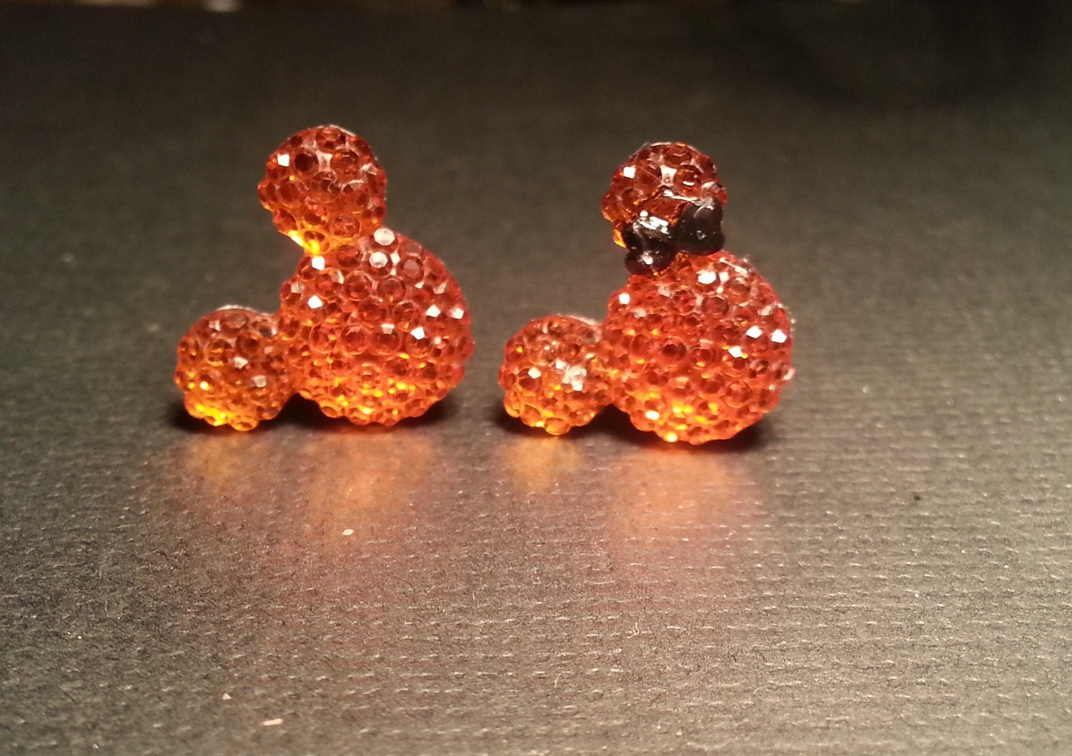 Tiny Orange Mickey and Minnie Earrings Studs