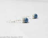Midnight Blue Pearl and Crystal Earrings