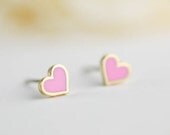 tiny pink heart earrings