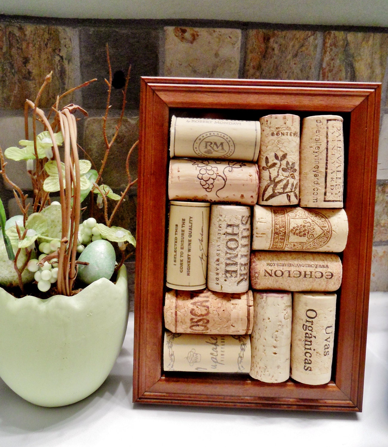 Maple Framed Wine Cork Decor / Corkboard