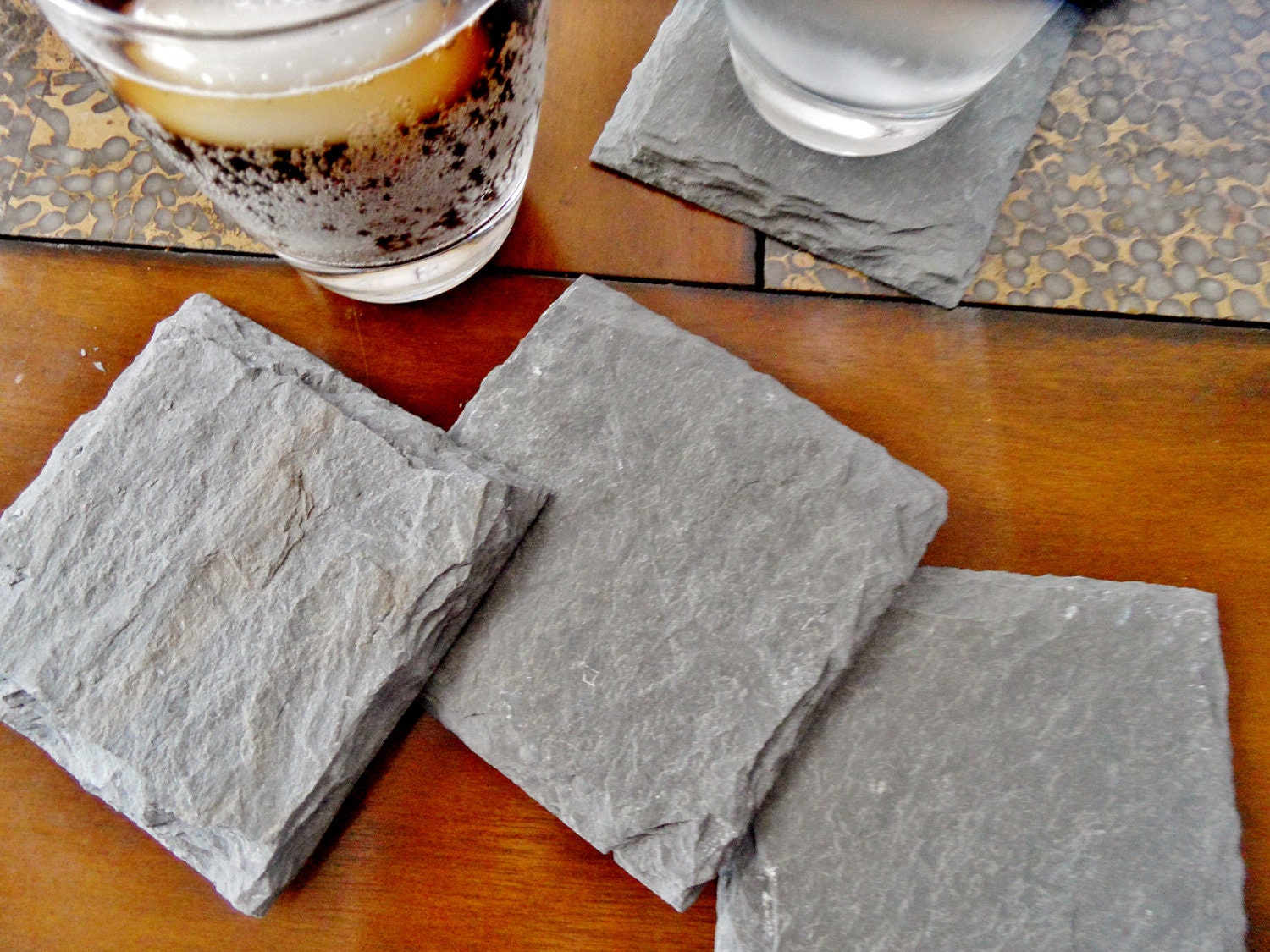 Square Slate Coasters (Set of 4)