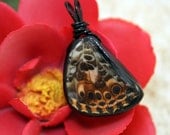 Butterfly Necklace - Painted Lady Butterfly Wing Necklace - OOAK - Wire Wrap Bail with Silk Necklace