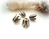 Silver Ox Tulip Bead Caps - 4 pcs ( DS291 )