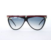 Vintage oversize sunglasses, black red and mother of pearls - Laura Biagiotti