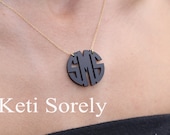 Modern Initials Necklace (order your Initials and Favorite Color) - Sterling Silver w/ Gold