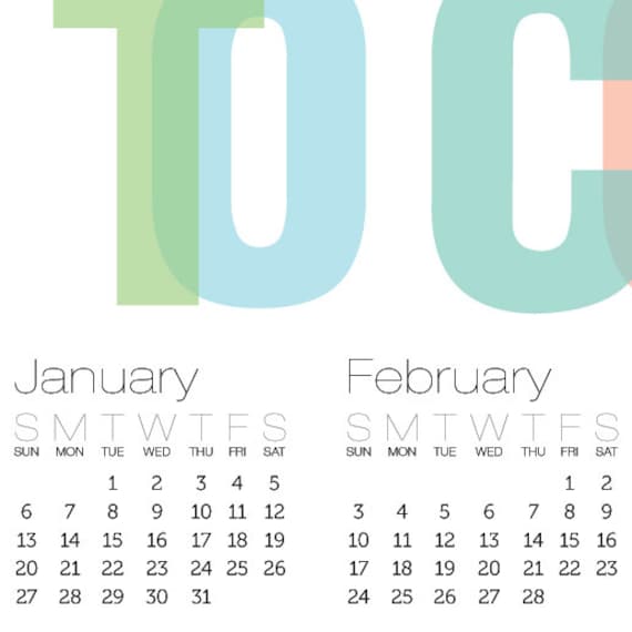 2013 Calendar Poster Typography Art Print rainbow colors - carpe diem through all 2013 year - A3 Calendar Poster art print - carpe diem