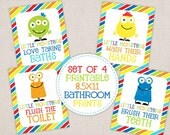 Adorable Set of 4 Little Monster Bathroom Art Prints Printable 8.5x11 PDF files Il_170x135