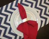 Chevron Table Runner in Twill Blue Navy & White by Premier Prints