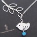 SALE, 10% OFF: Branch and bird lariat necklace with howlite turquoise in white gold, Bird necklace, branch necklace, bird pendant