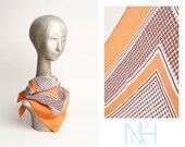 Vintage 1970s Gold Scarf with Houndstooth Print
