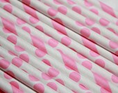 100  Paper Straws - Pink Mix, Striped Paper Straws with DIY Flags