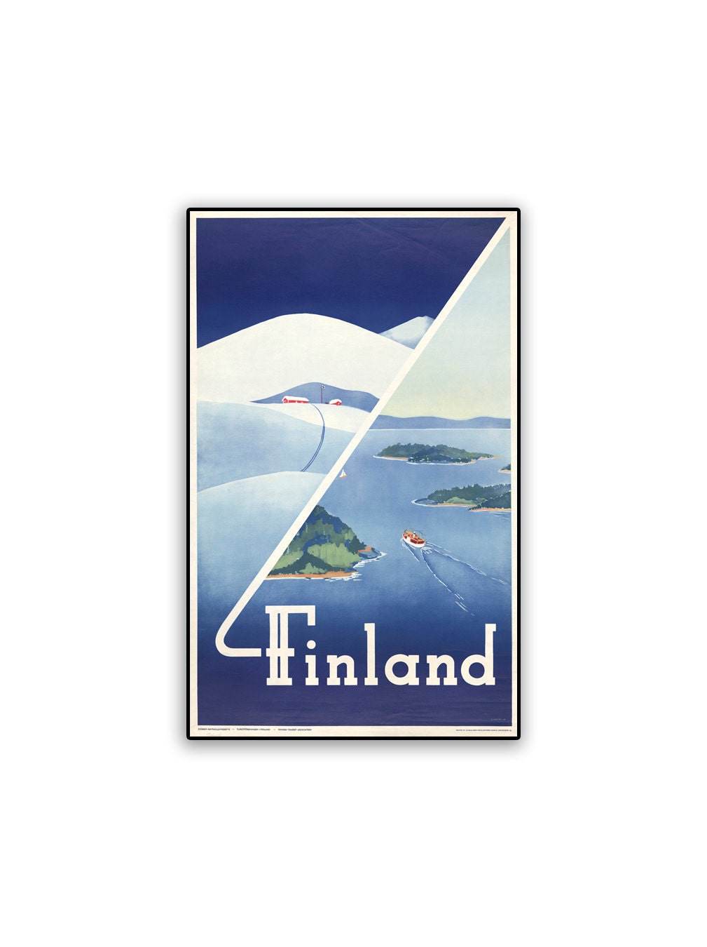 Finland Vintage Travel Poster Reprint on 8x13 PopMount Ready to Hang