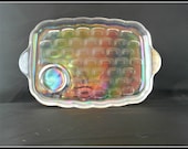 Beautiful Vintage Federal Carnival Glass Clear Opalescent Lunch Plate/ Snack Tray/Luncheon Plate