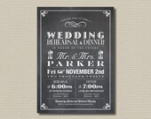 Printable Wedding Rehearsal and Dinner Invitation - Vintage Poster design with Chalkboard Background (RD24)