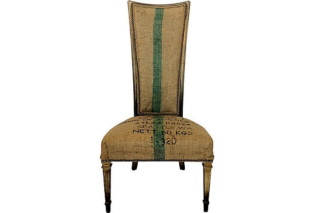 Vintage Burlap Coffee Sack Accent Chair SOLD