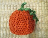 Pumpkin Hat, Pumpkin Baby Hat, Crochet Pumpkin Hat, Pumpkin Beanie, Halloween, Autumn, Fall, Photo Prop, Orange, Green