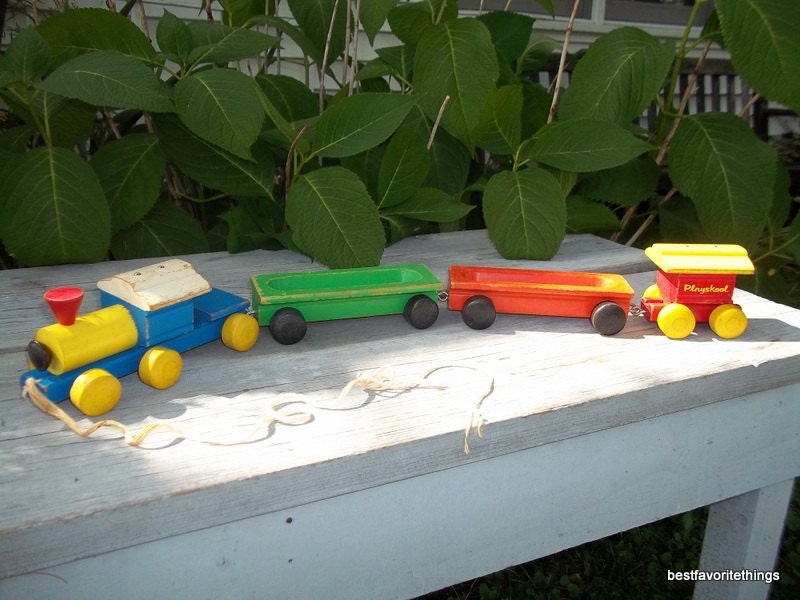 Vintage Playskool Wooden Train Set by bestfavoritethings on Etsy