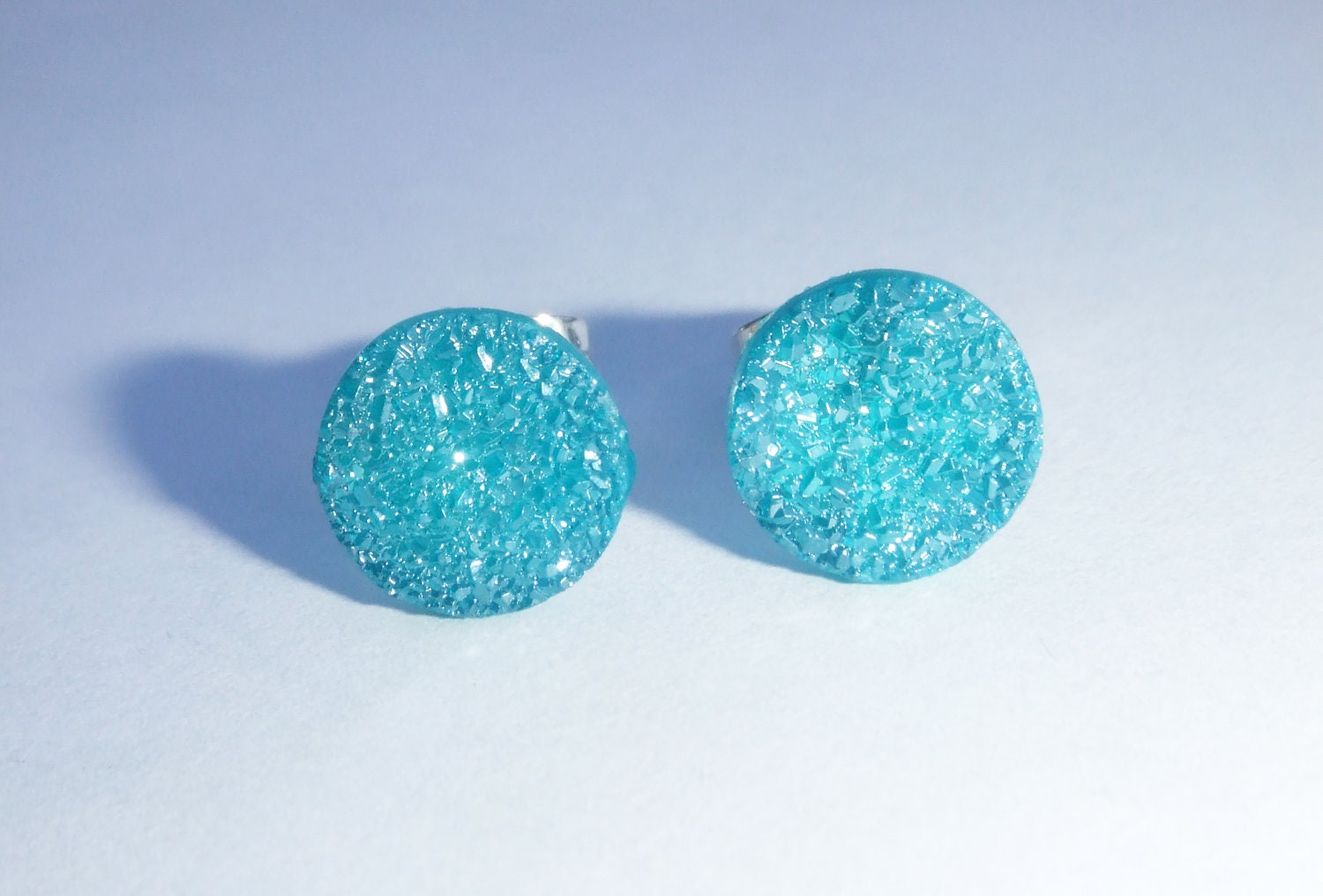 Turquoise Druzy Earrings, Blue Drusy Earrings, Bright Druzy Earrings, Teal Druzy Earrings, Small Druzy Post Earrings, Tiny Druzy Earrings