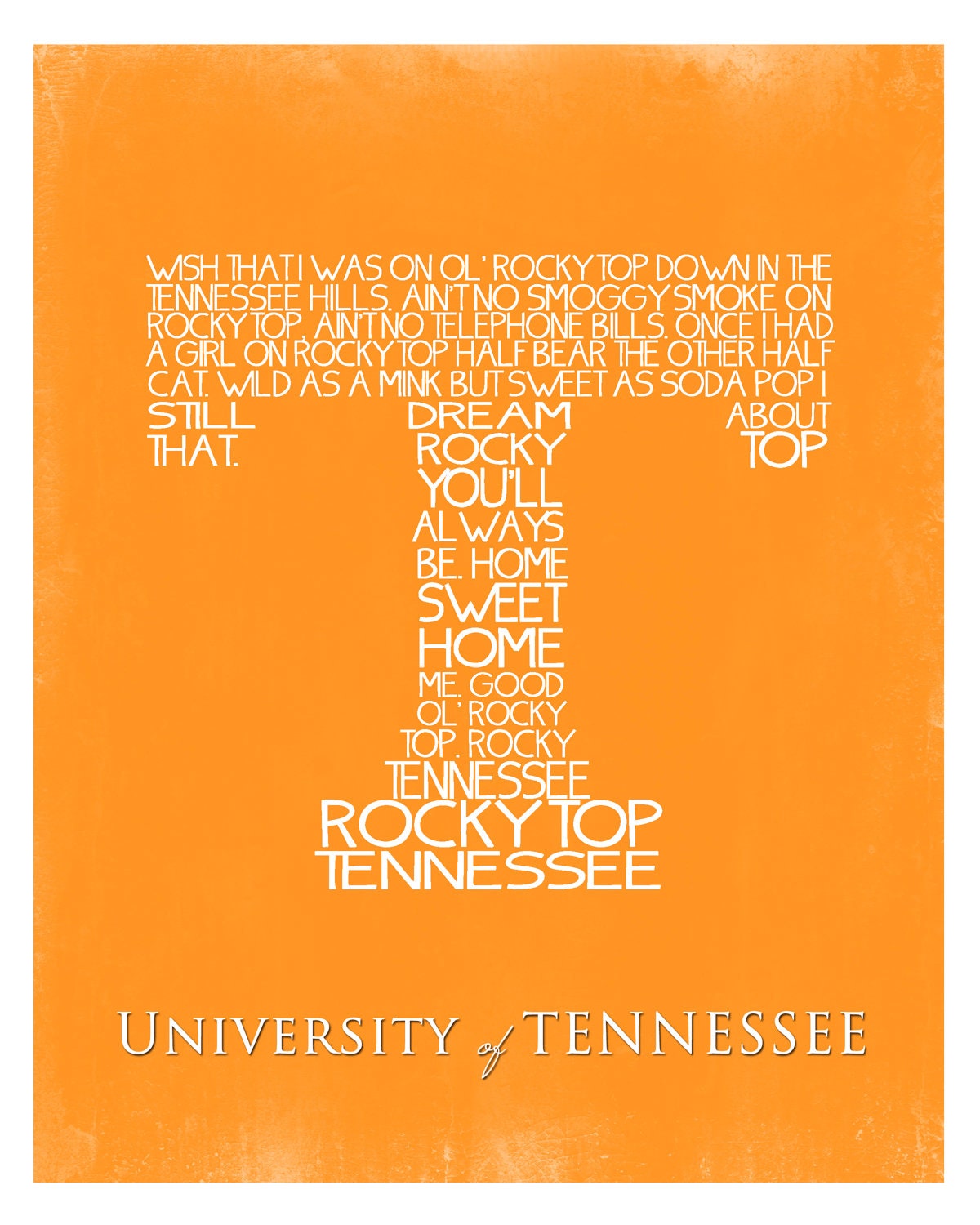 INSTANT Download, University of Tennessee Fight Song Wall Art Printable, No. 78