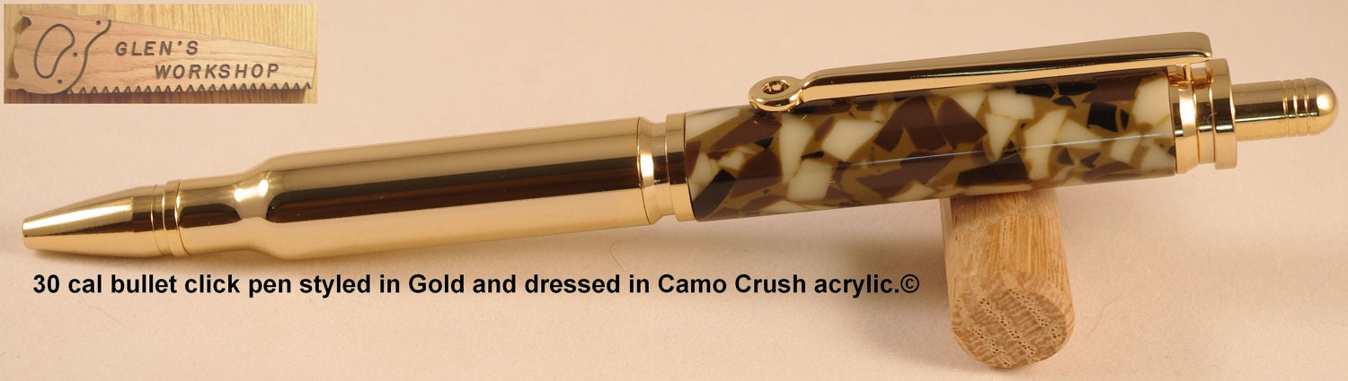 Click Bullet Pen Handcrafted in Gold and Camo Crush