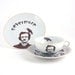 Altered Edgar Allan PoeTea or Coffee Cup with Saucer Vintage Porcelain The Raven Nevermore Poem White Brown Literature