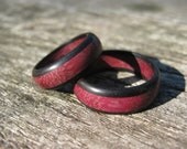Purpleheart & Ebony Triple Band Ring - Wood Ring - Wooden Ring - Exotic Wood Ring - Men's Ring - His And Hers