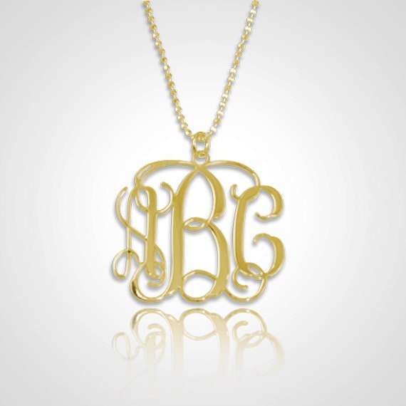 Personalized Monogram Necklace in 18kt Gold Plated Sterling Silver