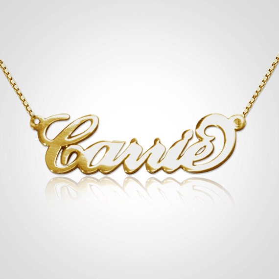 Personalized Name Necklace Carrie Style 18kt Gold Plated on Sterling Silver 925