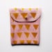 POUCH // pink suede with yellow m triangles