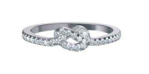 Gold Pink Diamond Infinity Knot Wire Band Ring