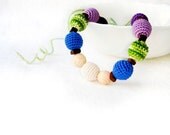 Fresh nursing necklace green blue violet purple  - accessory sling - breastfeeding babywearing  - development toys motor skills