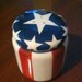 USA FLAG Pepper or Salt Shaker Ceramic Stars Red White Blue