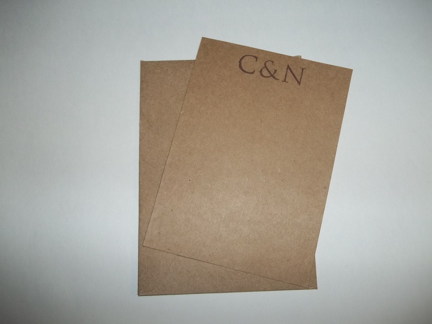 Personalized  Wedding Thank you kraft flat  note cards handstamped  vintage brown  Eco Friendly