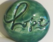 HOPE Pocket Stone 2 - Ceramic - TURQUOISE Art Glaze - Inspirational Art Piece