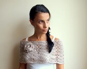 PDF crochet pattern lacy capelet  shrug shawl bride wedding loop flower neckwarmer  - DIY tutorial - Quick and easy gift