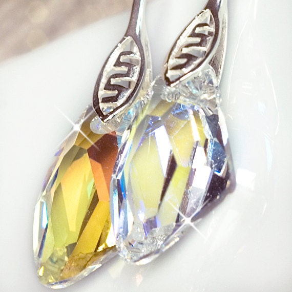 Swarovski AB Crystal Galactic Vertical Earrings, Wedding Bridal Earrings, Swarovski Crystal Jewellery, Swarowski Crystal Earrings
