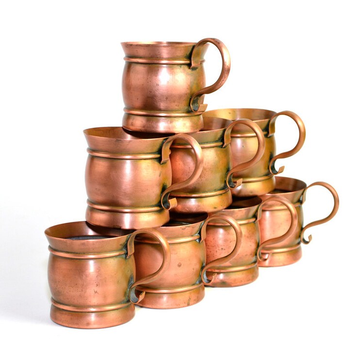 Gregorian Copper Mug SET OF 8 Rustic Decoration By OneRustyNail