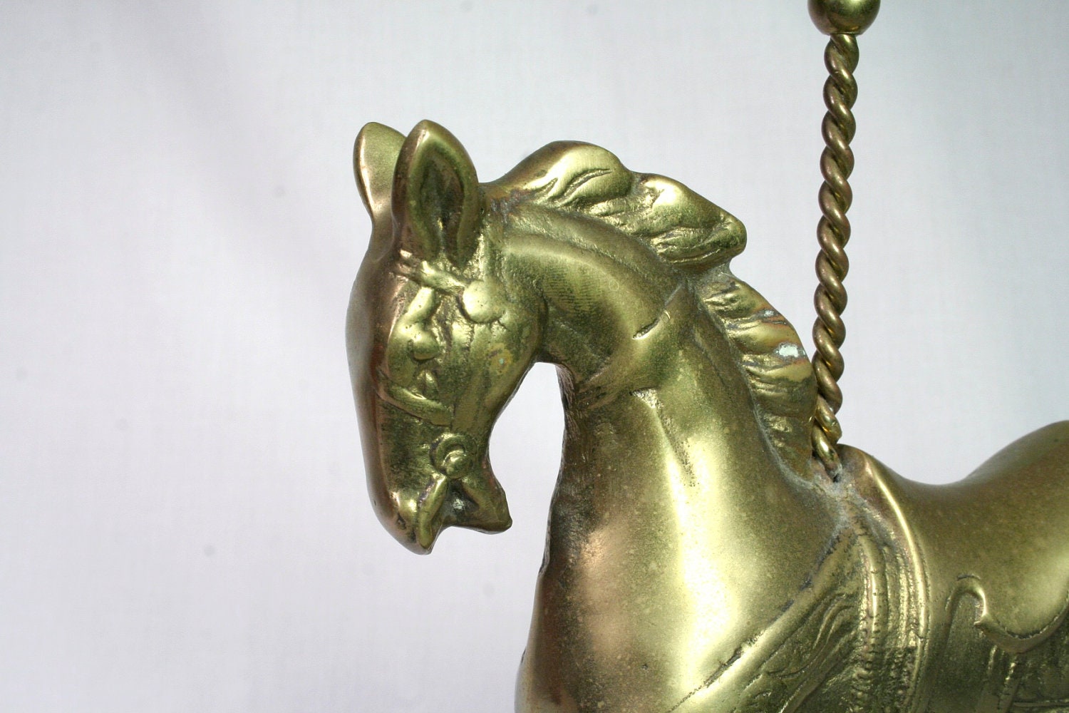Brass Carousel Horse on Wooden Base - Free Shipping