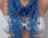 Lace scarf - Perfect  Accesory - Like a jewelry - Fantastic blue  Scarf  Mothers Day gift