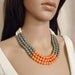 Multi Strand Necklace - Color Block Necklace - Wood Necklace - Multi Colored Necklace - Wooden Jewelry - Statement Necklace