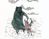 Bear dancing in the forest--digital PRINT