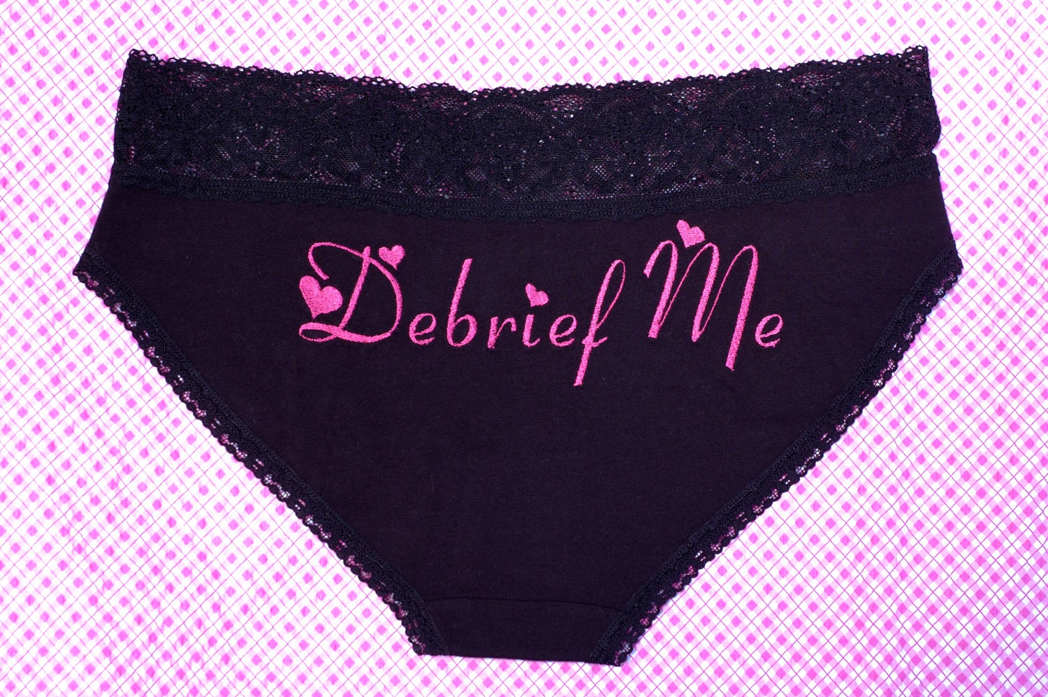 Embroidered Debrief Me Panty --  Large, Medium, Small