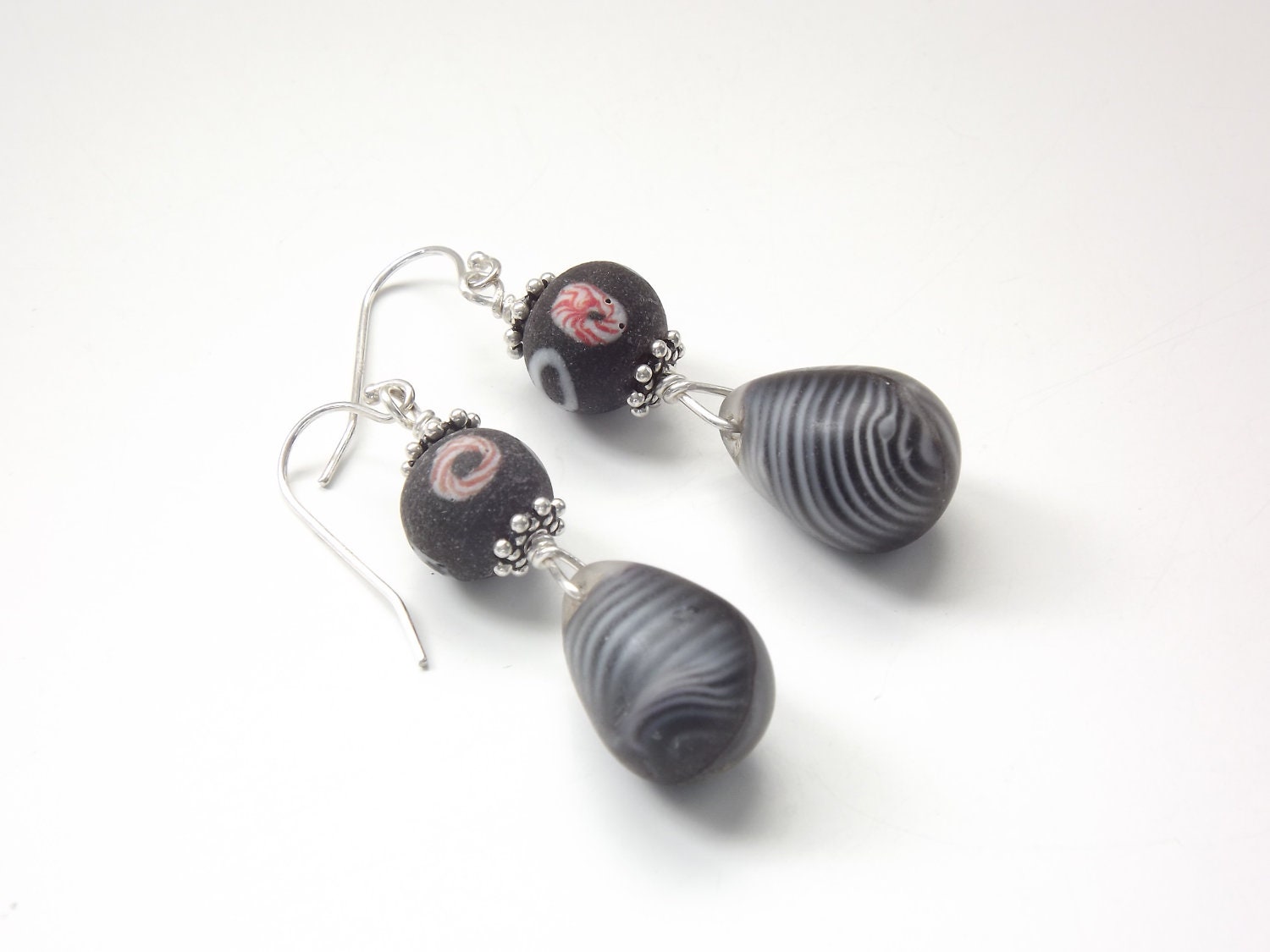 Tribal earrings bohemian earrings rustic earrings with vintage handmade Mali wedding glass beads and sterling silver earrings