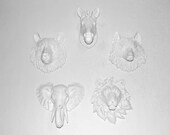 Faux Taxidermy - Create Your Own Zoo - Pick Any Three (3) White Miniature Faux Taxidermy Pieces From the Picture to Create Your Own Zoo